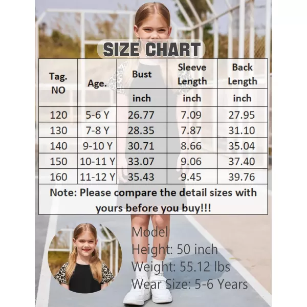 Arshiner Girls Summer Dress Kids Short Sleeve Cotton Printed Casual T-Shirt Dresses for 5-12 Years