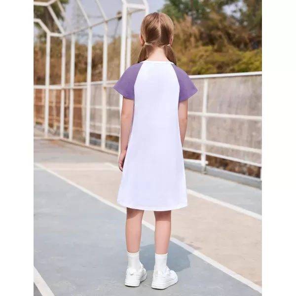 Arshiner Girls Summer Dress Kids Short Sleeve Cotton Printed Casual T-Shirt Dresses for 5-12 Years