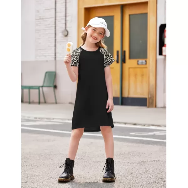 Arshiner Girls Summer Dress Kids Short Sleeve Cotton Printed Casual T-Shirt Dresses for 5-12 Years