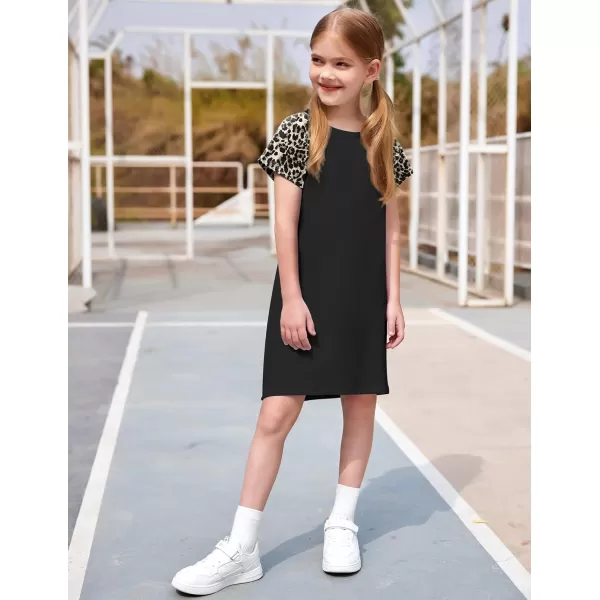Arshiner Girls Summer Dress Kids Short Sleeve Cotton Printed Casual T-Shirt Dresses for 5-12 Years