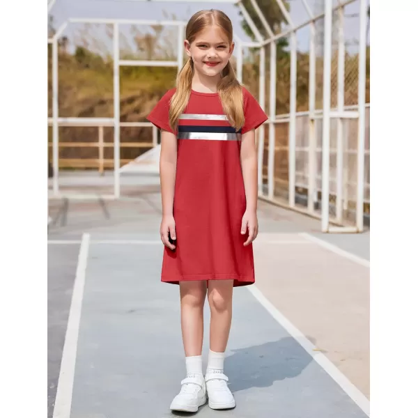 Arshiner Girls Summer Dress Kids Short Sleeve Cotton Printed Casual T-Shirt Dresses for 5-12 Years