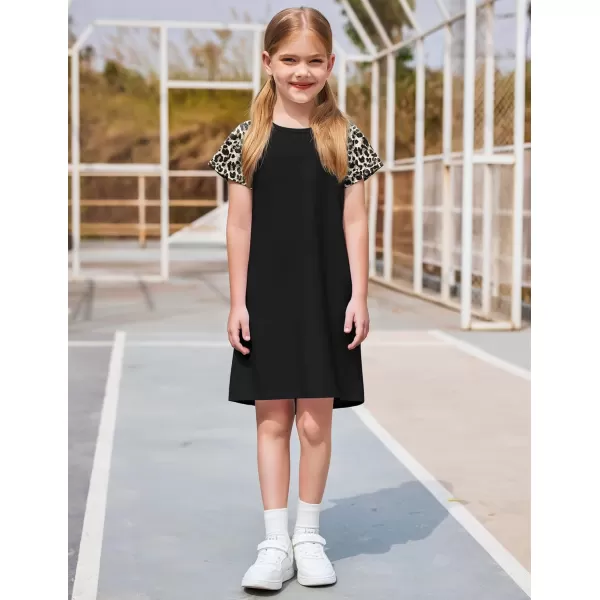 Arshiner Girls Summer Dress Kids Short Sleeve Cotton Printed Casual T-Shirt Dresses for 5-12 Years