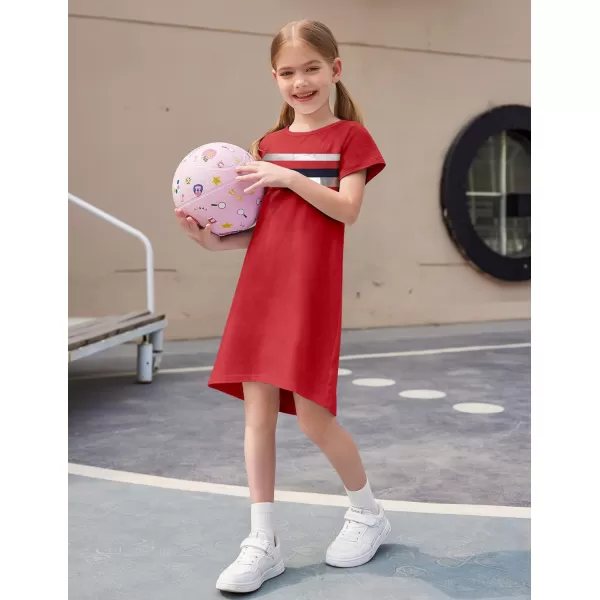 Arshiner Girls Summer Dress Kids Short Sleeve Cotton Printed Casual T-Shirt Dresses for 5-12 Years