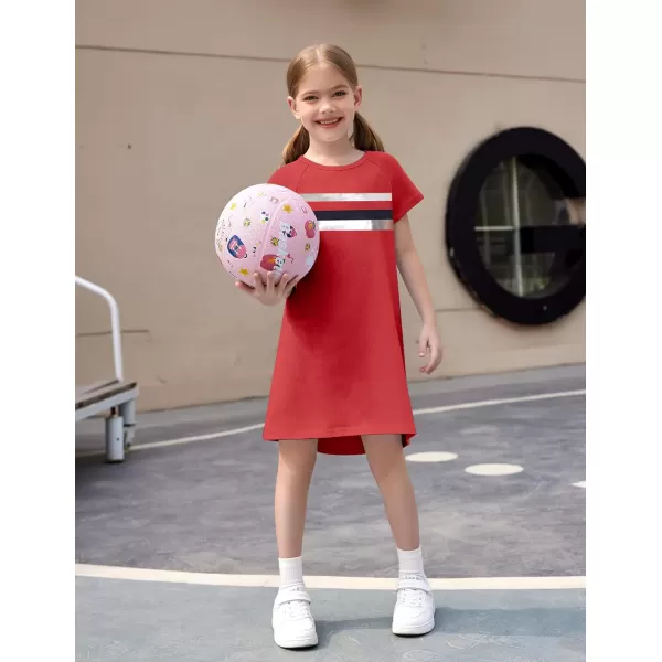 Arshiner Girls Summer Dress Kids Short Sleeve Cotton Printed Casual T-Shirt Dresses for 5-12 Years