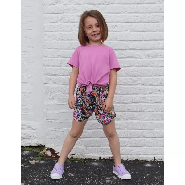 Arshiner Girls Summer Shorts Set Kids 2Pcs Tie Dye Sport T-Shirt and Shorts Set Floral Print Clothing Sets