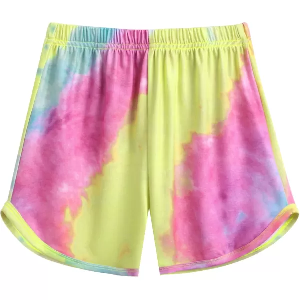 Arshiner Girls Summer Shorts Set Kids 2Pcs Tie Dye Sport T-Shirt and Shorts Set Floral Print Clothing Sets