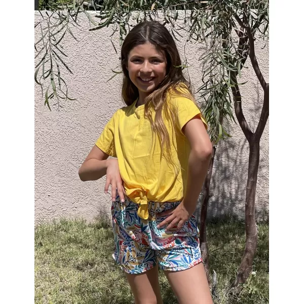 Arshiner Girls Summer Shorts Set Kids 2Pcs Tie Dye Sport T-Shirt and Shorts Set Floral Print Clothing Sets