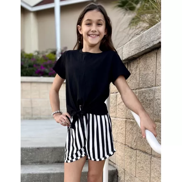Arshiner Girls Summer Shorts Set Kids 2Pcs Tie Dye Sport T-Shirt and Shorts Set Floral Print Clothing Sets