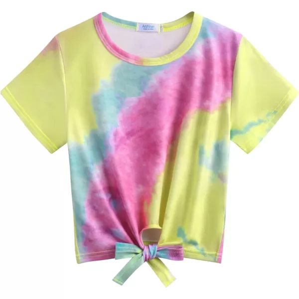 Arshiner Girls Summer Shorts Set Kids 2Pcs Tie Dye Sport T-Shirt and Shorts Set Floral Print Clothing Sets