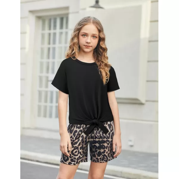 Arshiner Girls Summer Shorts Set Kids 2Pcs Tie Dye Sport T-Shirt and Shorts Set Floral Print Clothing Sets