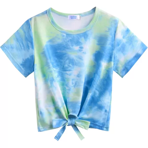 Arshiner Girls Summer Shorts Set Kids 2Pcs Tie Dye Sport T-Shirt and Shorts Set Floral Print Clothing Sets