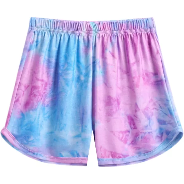 Arshiner Girls Summer Shorts Set Kids 2Pcs Tie Dye Sport T-Shirt and Shorts Set Floral Print Clothing Sets