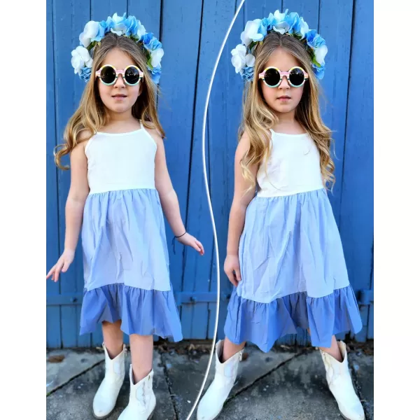 Arshiner Girl's Summer Sundress Spaghetti Strap Solid Linen Midi Dress Casual Cami Dresses