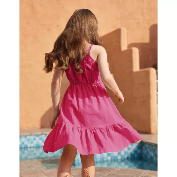 Arshiner Girl's Summer Sundress Spaghetti Strap Solid Linen Midi Dress Casual Cami Dresses