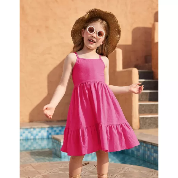 Arshiner Girl's Summer Sundress Spaghetti Strap Solid Linen Midi Dress Casual Cami Dresses