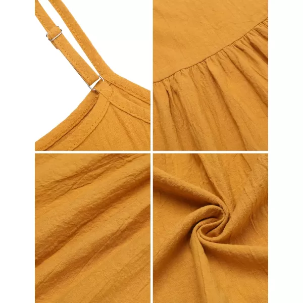 Arshiner Girl's Summer Sundress Spaghetti Strap Solid Linen Midi Dress Casual Cami Dresses