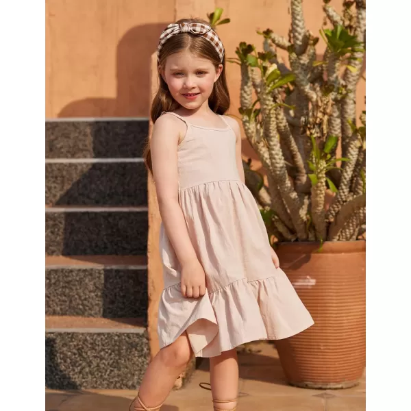 Arshiner Girl's Summer Sundress Spaghetti Strap Solid Linen Midi Dress Casual Cami Dresses