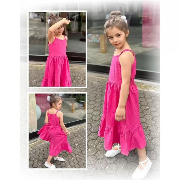 Arshiner Girl's Summer Sundress Spaghetti Strap Solid Linen Midi Dress Casual Cami Dresses