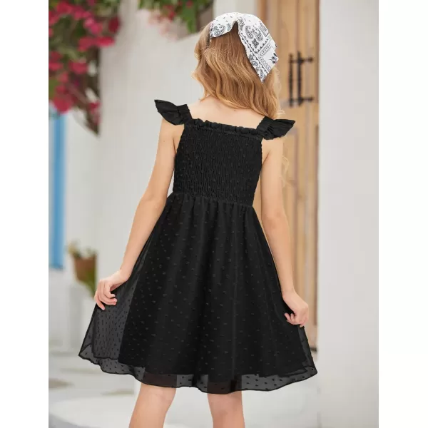 Arshiner Girls Swiss Dot Dress Sleeveless Ruffle Trim Flowy Cute Girly Sundress for 4-13 Years