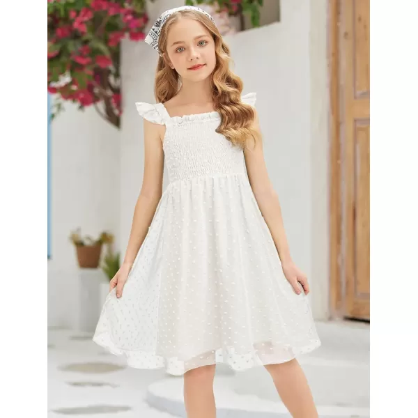 Arshiner Girls Swiss Dot Dress Sleeveless Ruffle Trim Flowy Cute Girly Sundress for 4-13 Years