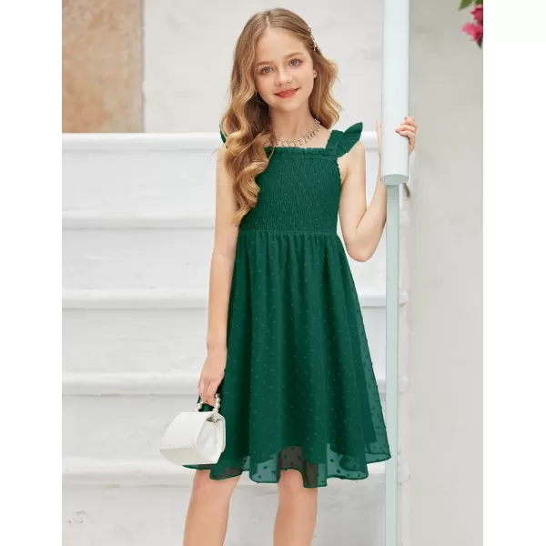 Arshiner Girls Swiss Dot Dress Sleeveless Ruffle Trim Flowy Cute Girly Sundress for 4-13 Years