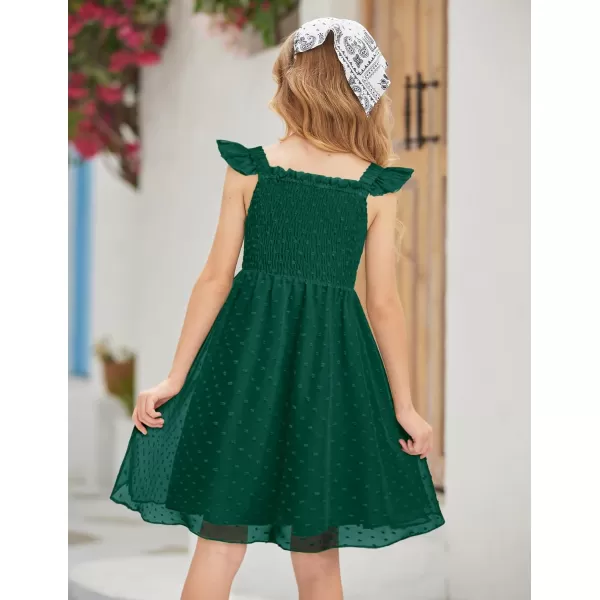 Arshiner Girls Swiss Dot Dress Sleeveless Ruffle Trim Flowy Cute Girly Sundress for 4-13 Years