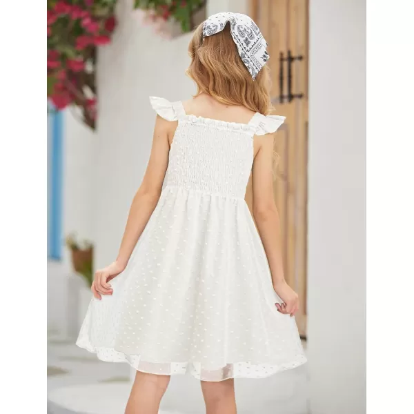Arshiner Girls Swiss Dot Dress Sleeveless Ruffle Trim Flowy Cute Girly Sundress for 4-13 Years