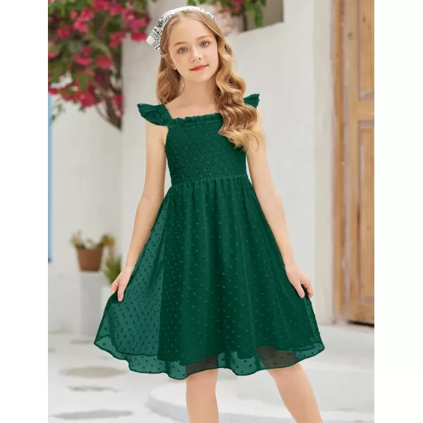 Arshiner Girls Swiss Dot Dress Sleeveless Ruffle Trim Flowy Cute Girly Sundress for 4-13 Years