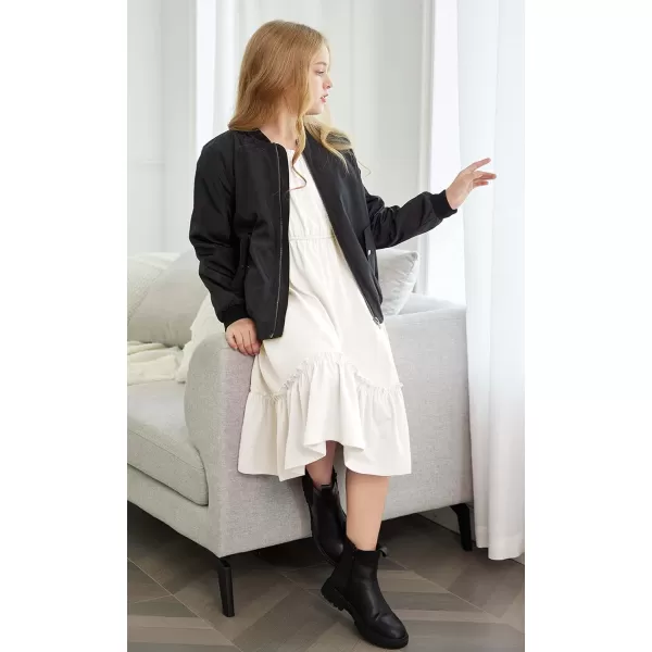 Arshiner Girls Trendy Long Sleeve Ruffle Hem Elastic Waist Cute Elegant Midi Dresses 6-13 Years