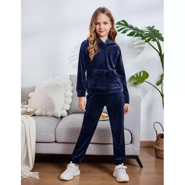 Arshiner Girls Velour 2 Pieces Tracksuits Outfits Athletic Hoodies Sweatshirts and Sweatpants Athletic Clothing Sets
