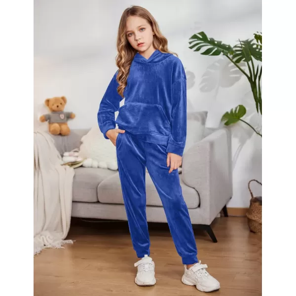 Arshiner Girls Velour 2 Pieces Tracksuits Outfits Athletic Hoodies Sweatshirts and Sweatpants Athletic Clothing Sets