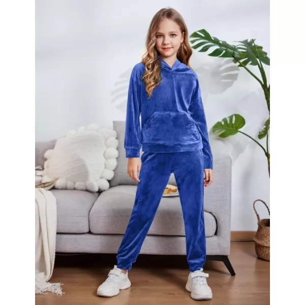 Arshiner Girls Velour 2 Pieces Tracksuits Outfits Athletic Hoodies Sweatshirts and Sweatpants Athletic Clothing Sets