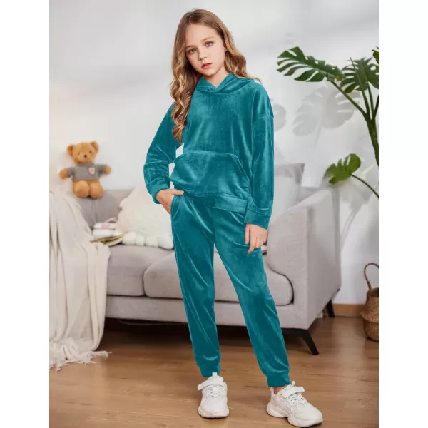 Arshiner Girls Velour 2 Pieces Tracksuits Outfits Athletic Hoodies Sweatshirts and Sweatpants Athletic Clothing Sets