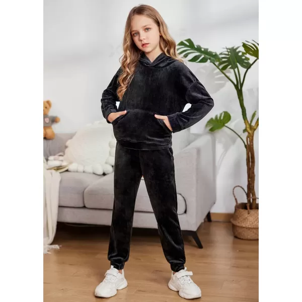 Arshiner Girls Velour 2 Pieces Tracksuits Outfits Athletic Hoodies Sweatshirts and Sweatpants Athletic Clothing Sets