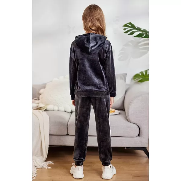 Arshiner Girls Velour 2 Pieces Tracksuits Outfits Athletic Hoodies Sweatshirts and Sweatpants Athletic Clothing Sets