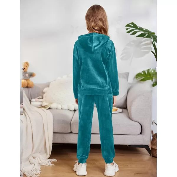 Arshiner Girls Velour 2 Pieces Tracksuits Outfits Athletic Hoodies Sweatshirts and Sweatpants Athletic Clothing Sets