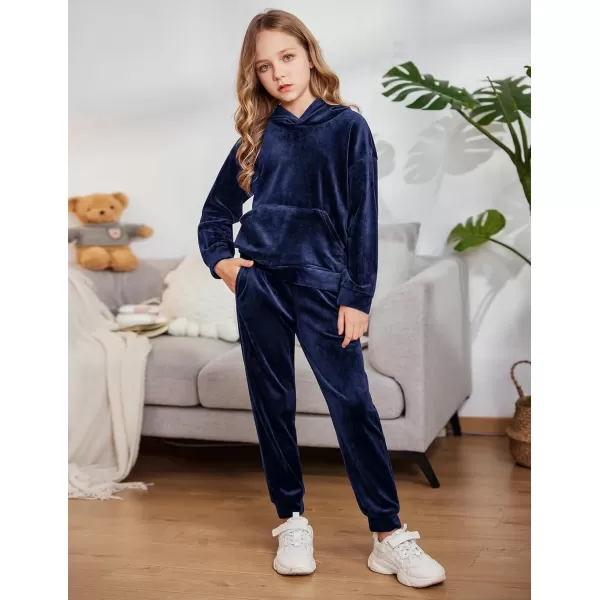 Arshiner Girls Velour 2 Pieces Tracksuits Outfits Athletic Hoodies Sweatshirts and Sweatpants Athletic Clothing Sets