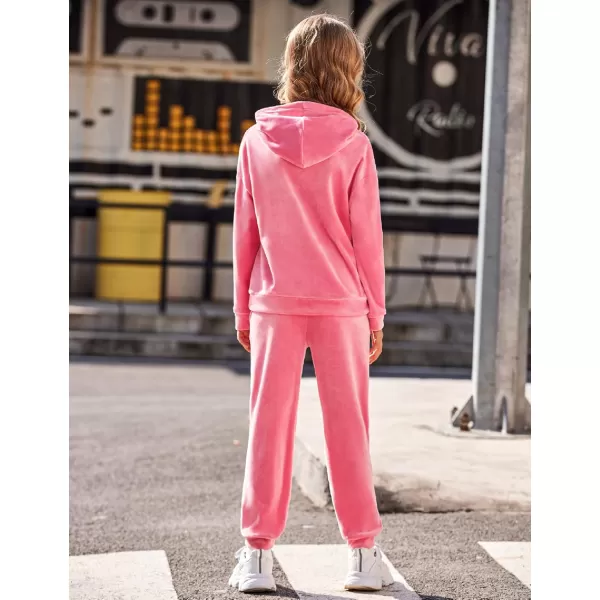 Arshiner Girls Velour 2 Pieces Tracksuits Outfits Athletic Hoodies Sweatshirts and Sweatpants Athletic Clothing Sets