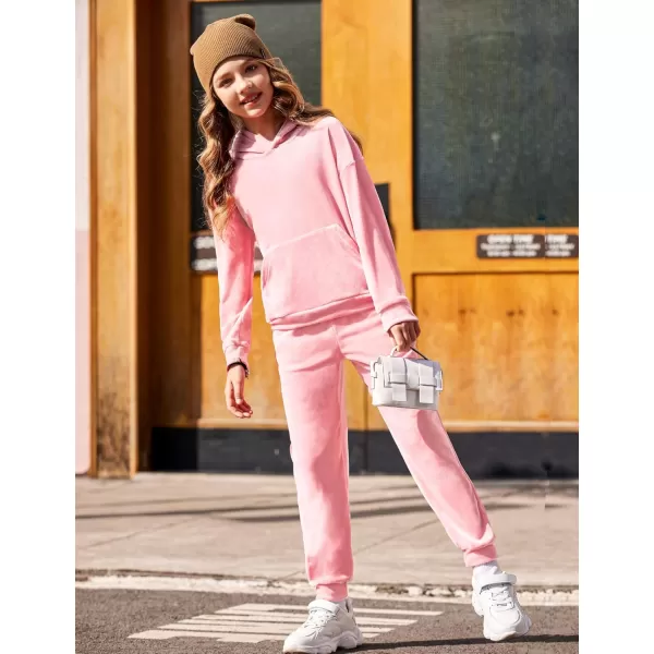 Arshiner Girls Velour 2 Pieces Tracksuits Outfits Athletic Hoodies Sweatshirts and Sweatpants Athletic Clothing Sets