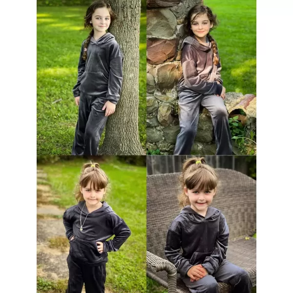 Arshiner Girls Velour 2 Pieces Tracksuits Outfits Athletic Hoodies Sweatshirts and Sweatpants Athletic Clothing Sets