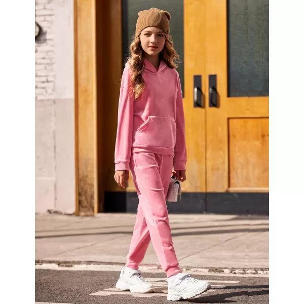 Arshiner Girls Velour 2 Pieces Tracksuits Outfits Athletic Hoodies Sweatshirts and Sweatpants Athletic Clothing Sets