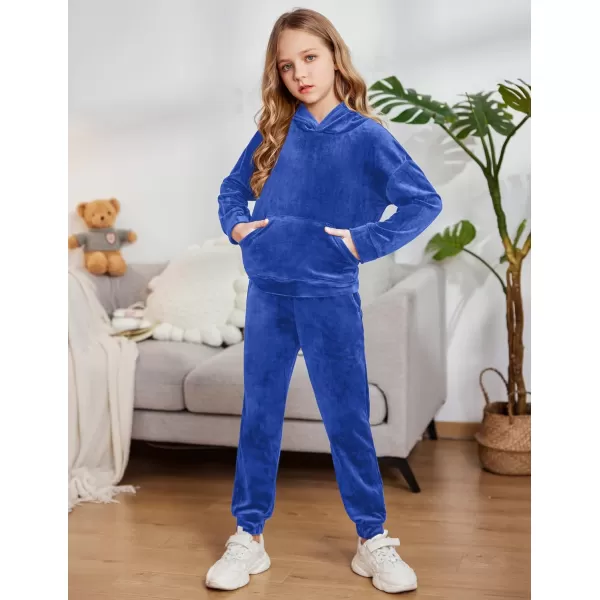 Arshiner Girls Velour 2 Pieces Tracksuits Outfits Athletic Hoodies Sweatshirts and Sweatpants Athletic Clothing Sets