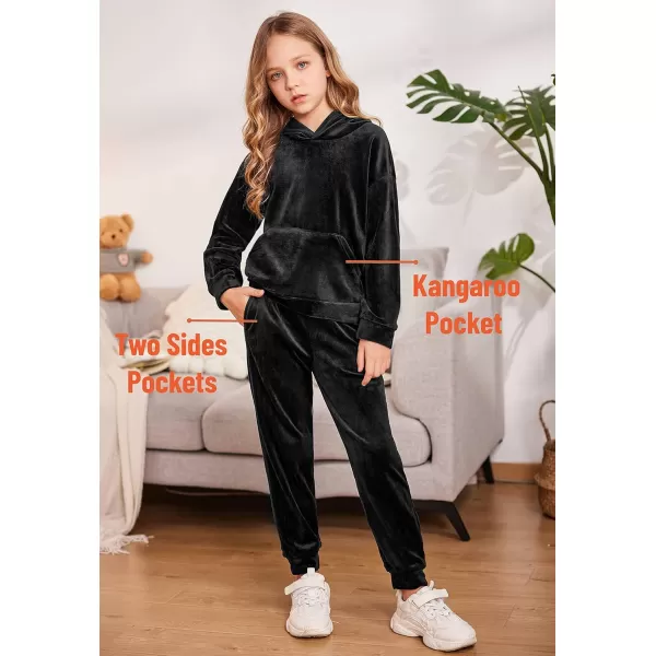 Arshiner Girls Velour 2 Pieces Tracksuits Outfits Athletic Hoodies Sweatshirts and Sweatpants Athletic Clothing Sets