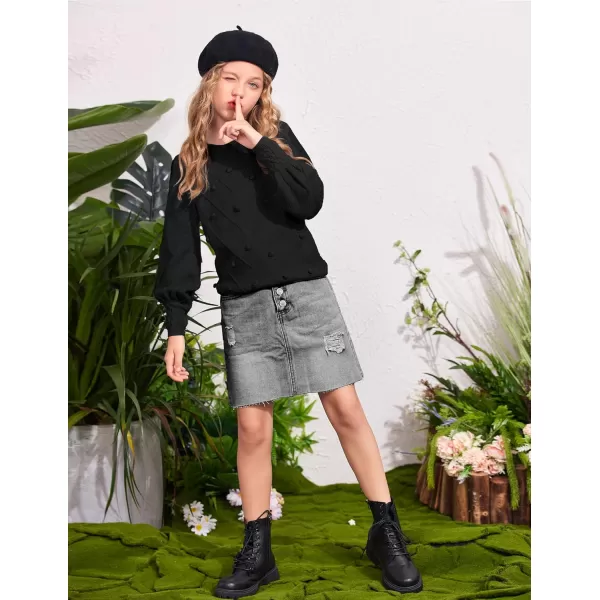 Arshiner Kid Girls Crew Neck Lantern Sleeve Sweater Cute Jumper Top Pullover Outwear 5-13 Years