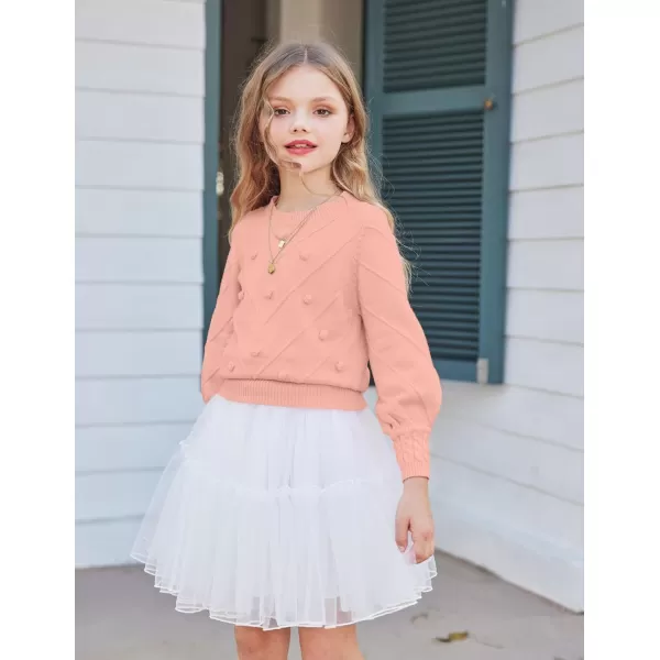 Arshiner Kid Girls Crew Neck Lantern Sleeve Sweater Cute Jumper Top Pullover Outwear 5-13 Years