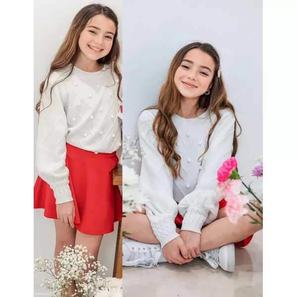 Arshiner Kid Girls Crew Neck Lantern Sleeve Sweater Cute Jumper Top Pullover Outwear 5-13 Years