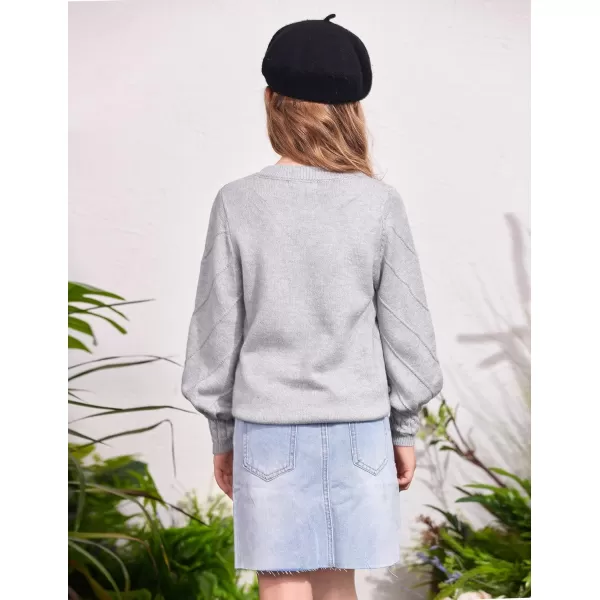 Arshiner Kid Girls Crew Neck Lantern Sleeve Sweater Cute Jumper Top Pullover Outwear 5-13 Years