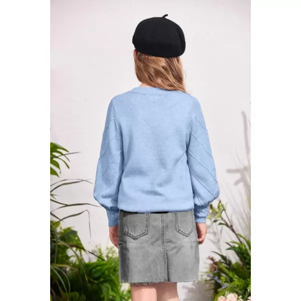 Arshiner Kid Girls Crew Neck Lantern Sleeve Sweater Cute Jumper Top Pullover Outwear 5-13 Years
