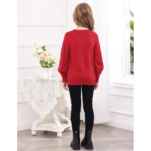 Arshiner Kid Girls Crew Neck Lantern Sleeve Sweater Cute Jumper Top Pullover Outwear 5-13 Years