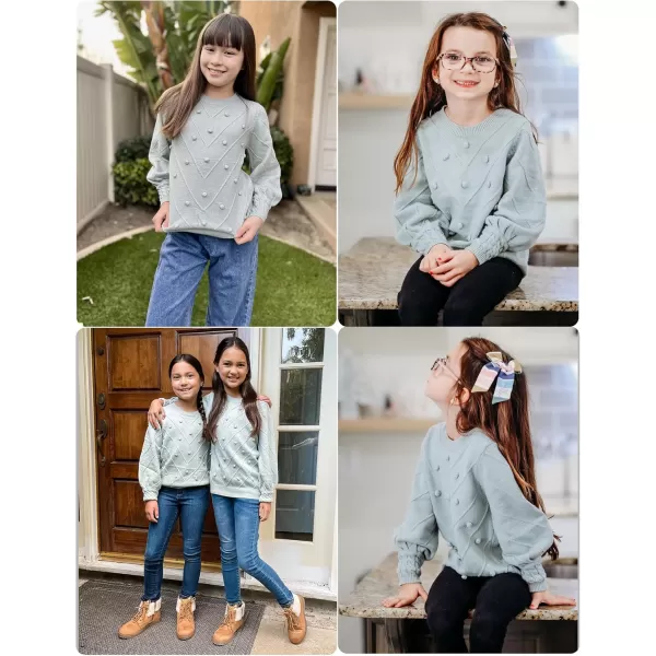 Arshiner Kid Girls Crew Neck Lantern Sleeve Sweater Cute Jumper Top Pullover Outwear 5-13 Years